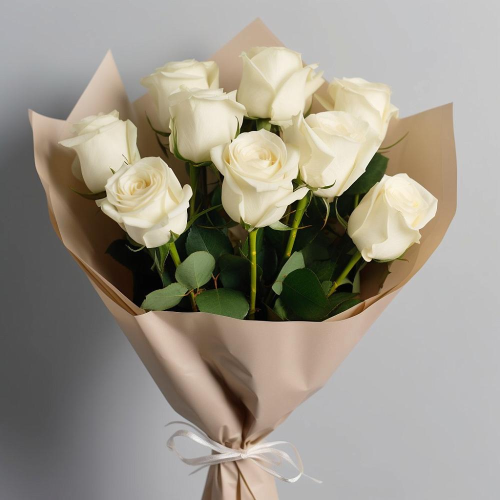 Букет 9 Белых роз Эдлесс Лав в Николаевске