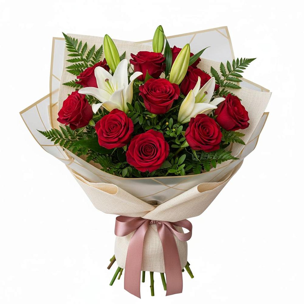 Букет цветов из: Лилии и Розы в Николаевске