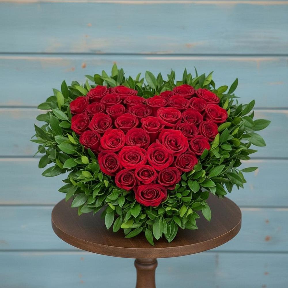 Цветочная композиция из Розы в виде сердца в Николаевске