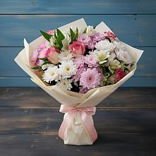 Букет цветов из:  Хризантемы, Альстромерии и Розы в Николаевске