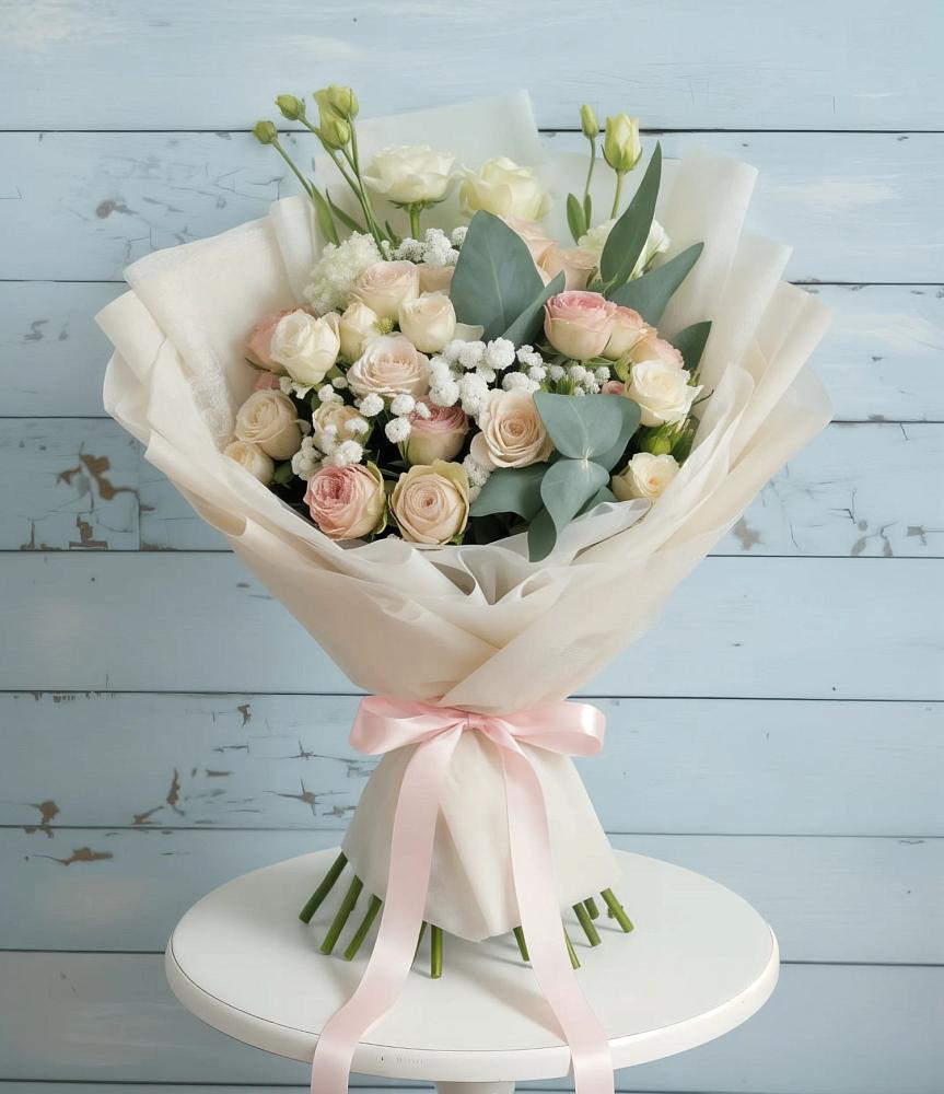 Букет цветов из: Розы и Лизиантусы в Николаевске