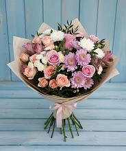 Букет цветов из:  Хризантемы, Розы и Альстромерии в Николаевске