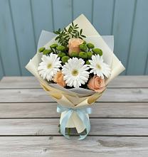 Букет цветов из:  Герберы, Розы и Хризантемы в Николаевске