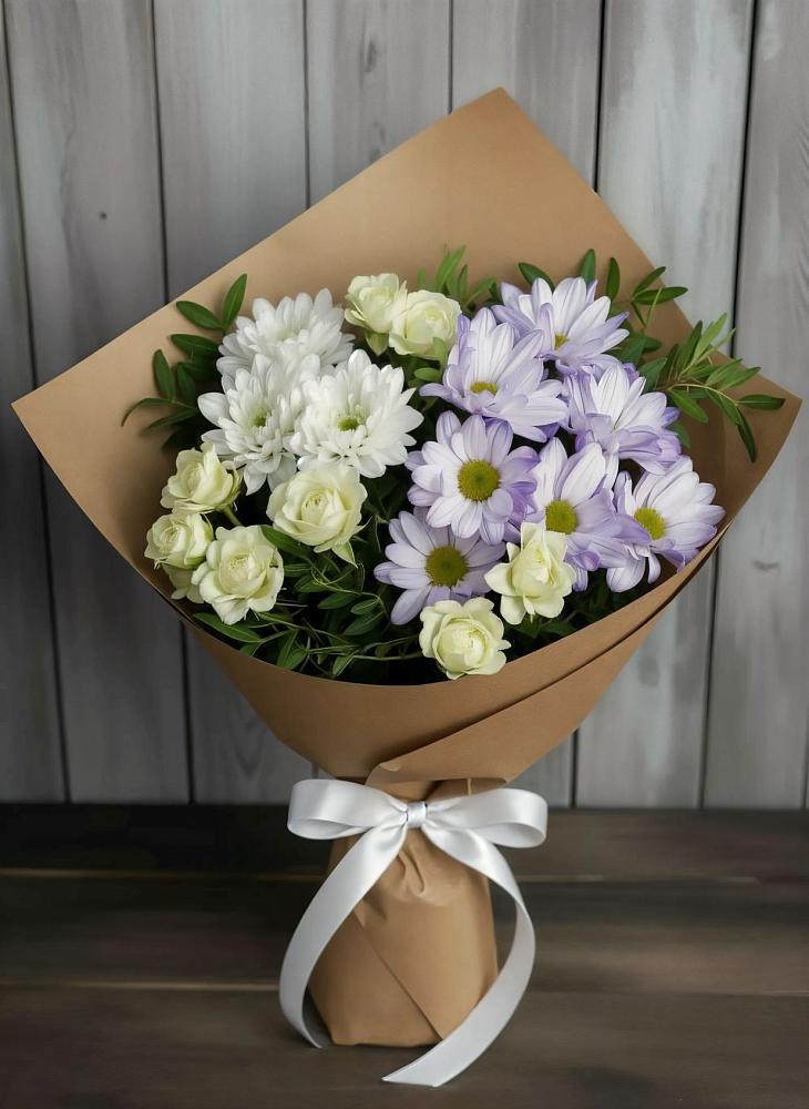 Букет цветов из: Хризантемы и Розы в Николаевске